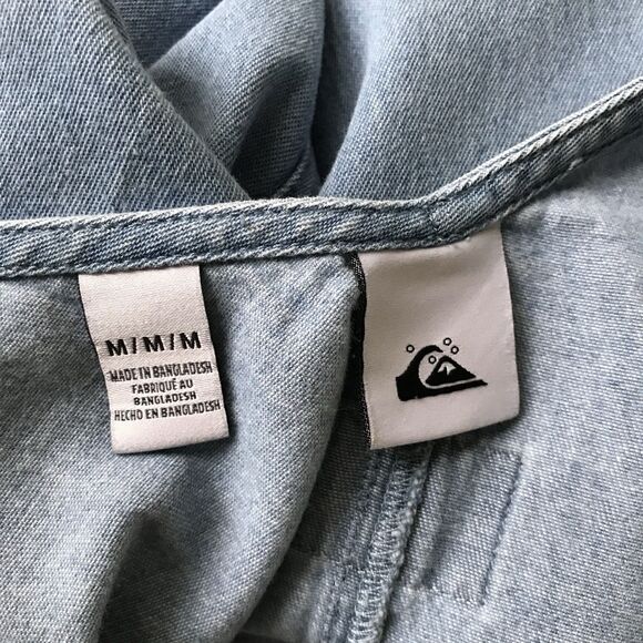 Quiksilver Chambray Blue Denim Sleeveless Relaxed Casual V Neck Jumpsuit M - Picture 5 of 5